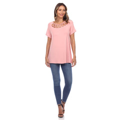 Women's Crisscross Cutout Short Sleeve Top