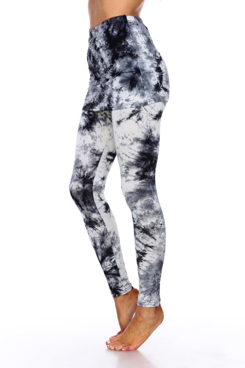  White Mark Tie Dye Skirted Leggings - S - Bonton