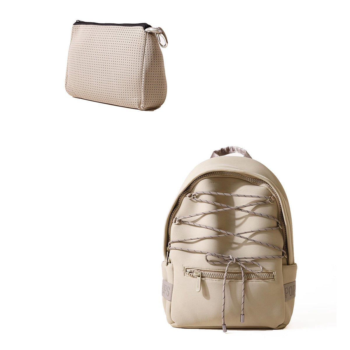  Pop Ups Brand Backpack + Pouch - Taupe - Default Title - Bonton