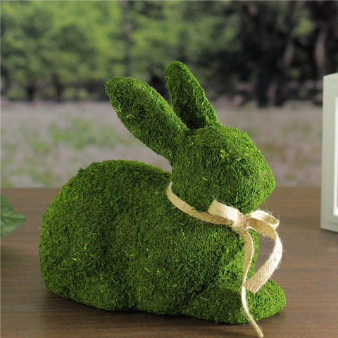 11" Green Moss Sitting Bunny Rabbit Spring Easter Figure