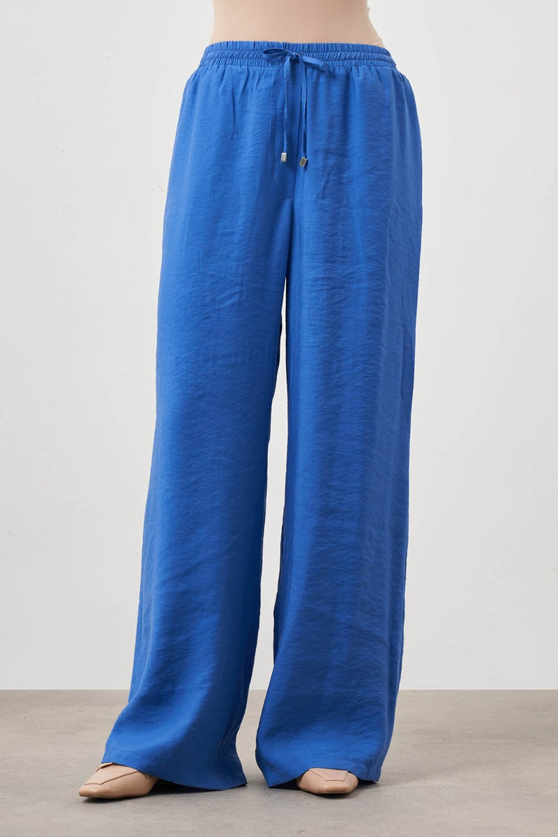  Mizalle Mizalle- Wide Leg Pants - Blue - Bonton