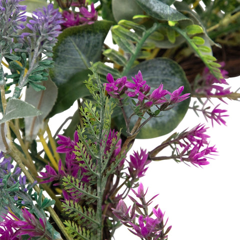 Lavender and Mixed Foliage Artificial Floral Spring Wreath  Purple and Green - 22-Inch