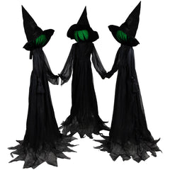 Lighted Faceless Witch Trio Outdoor Halloween Stakes - 4'