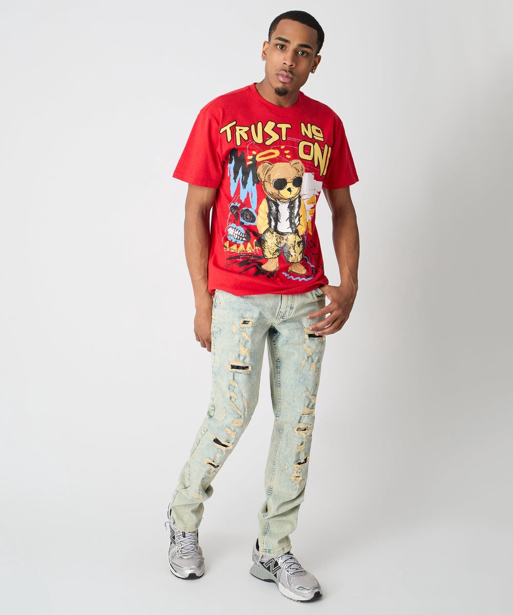  Reason Clothing Trust No One Short Sleeve Tee - Red - RED - Bonton