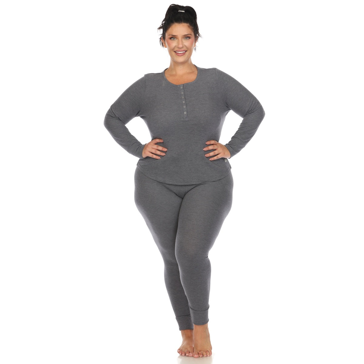  White Mark Plus Size Waffle Pajama Set - 1X - Bonton