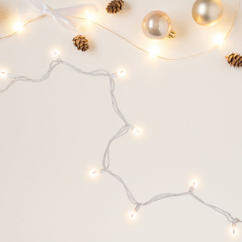 100-Count Clear Mini Christmas Light Set  20.25ft White Wire