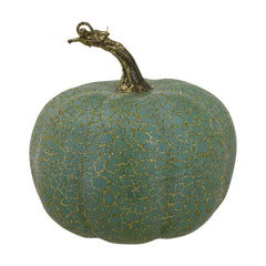 Crackle Fall Harvest Thanksgiving Pumpkins - 5" - Green and Gold - Set of 2