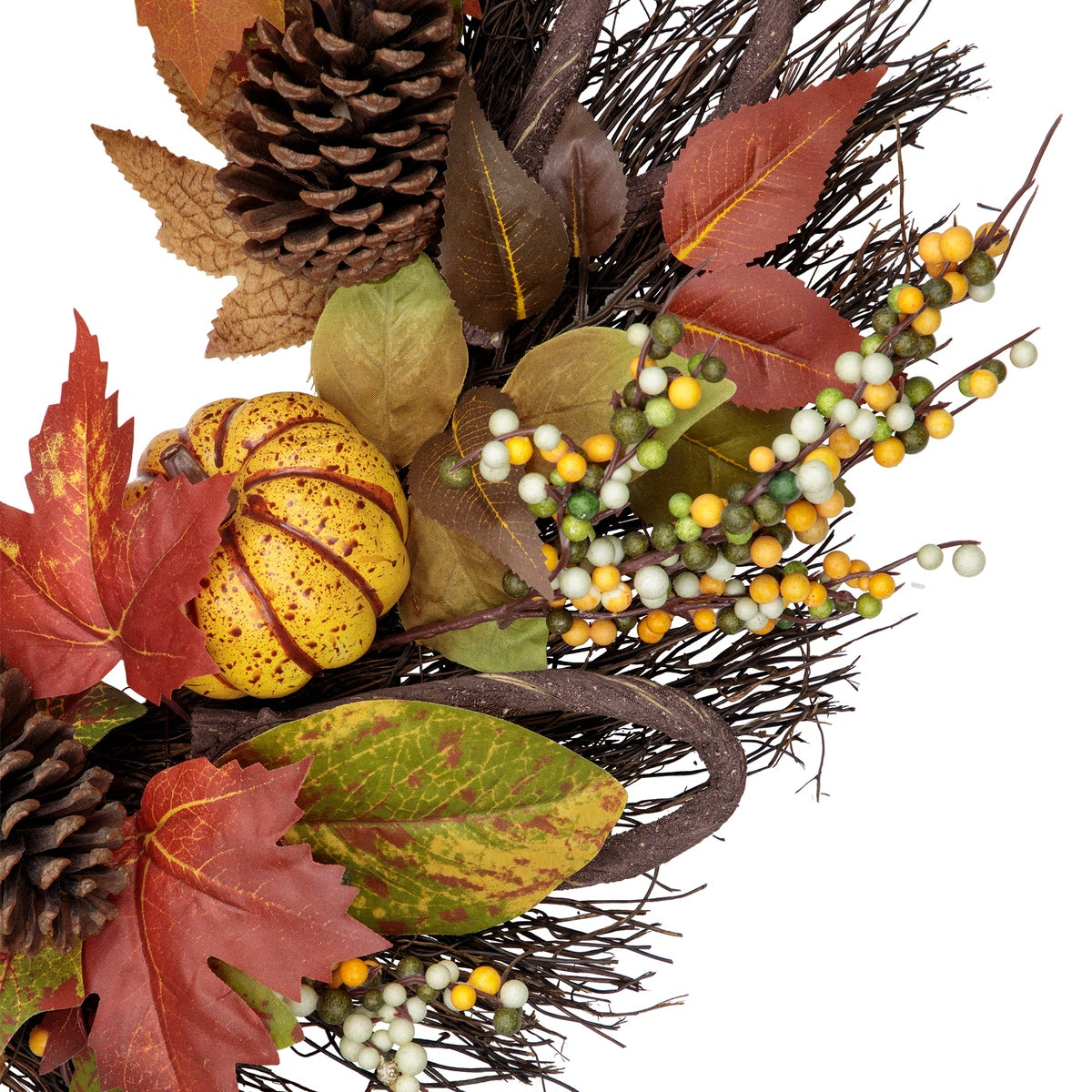  Northlight Sunflower  Pumpkin  Foliage and Pine Cone Fall Harvest Wreath - 24 Inch  Unlit - Default Title - Bonton