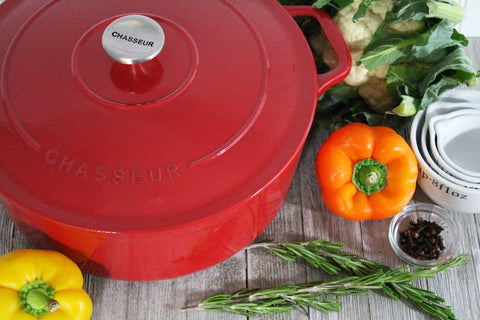 French Enameled Cast Iron Round Dutch Oven, 6.25-Quart, Red