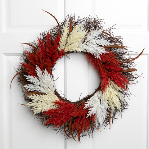 Fall Harvest Mixed Heather Artificial Grapevine Wreath - 24" - Unlit
