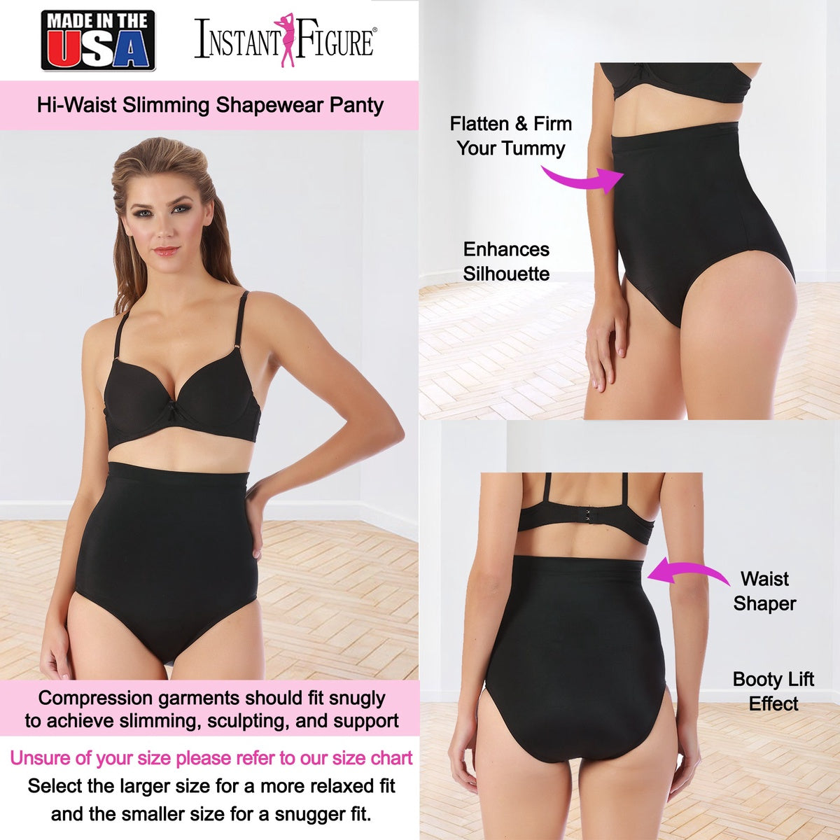  InstantFigure InstantFigure Shapewear Plus Size Hi-Waist Slimming Panty WPY019C - Black - Bonton