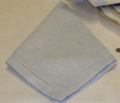 French Home Linen Set of 6 Grey Blue Napkins