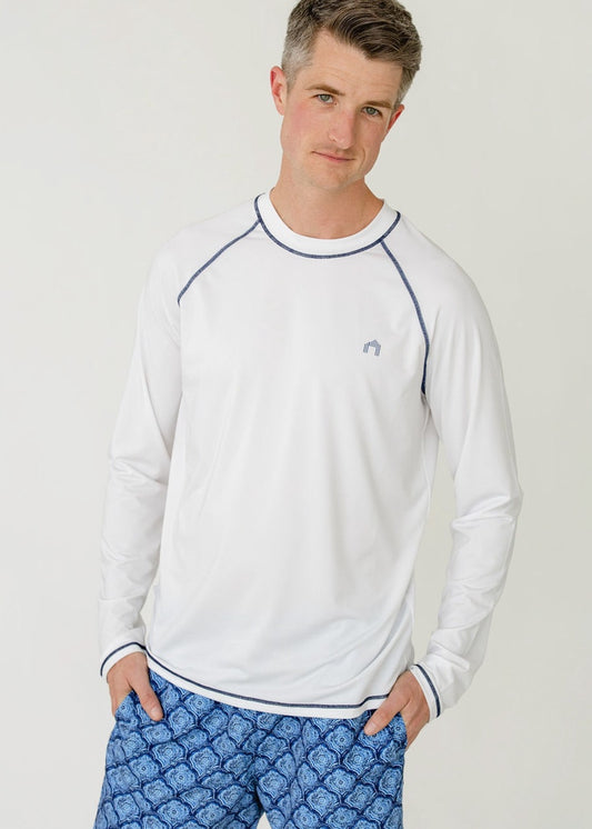 Men's White Long Sleeve Cabana Rashguard