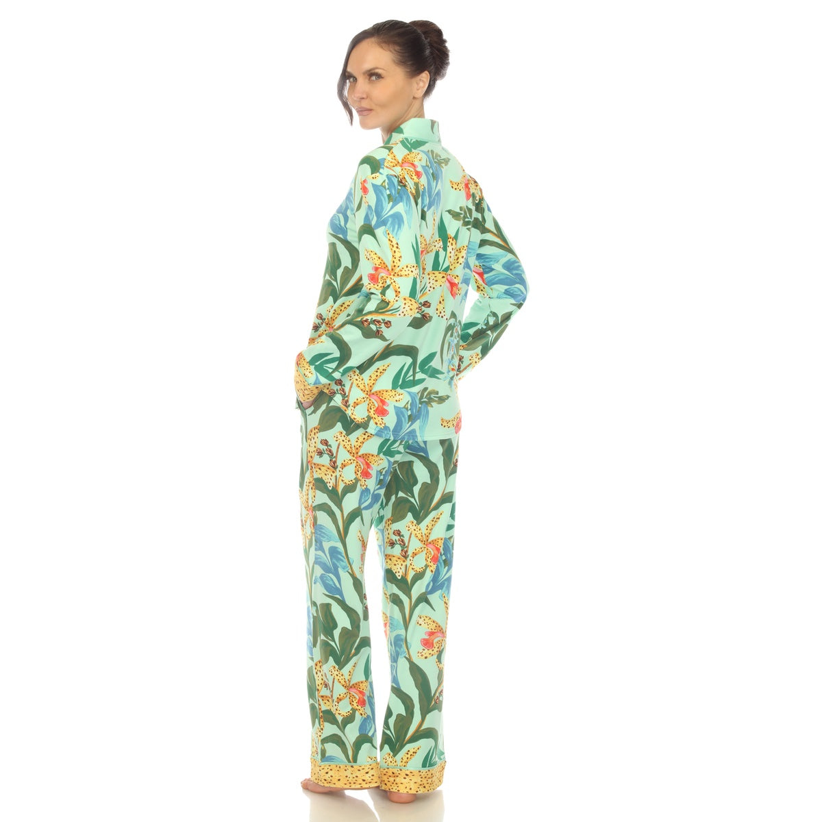  White Mark Women's Two Piece Wildflower Print Pajama Set - XL - Bonton