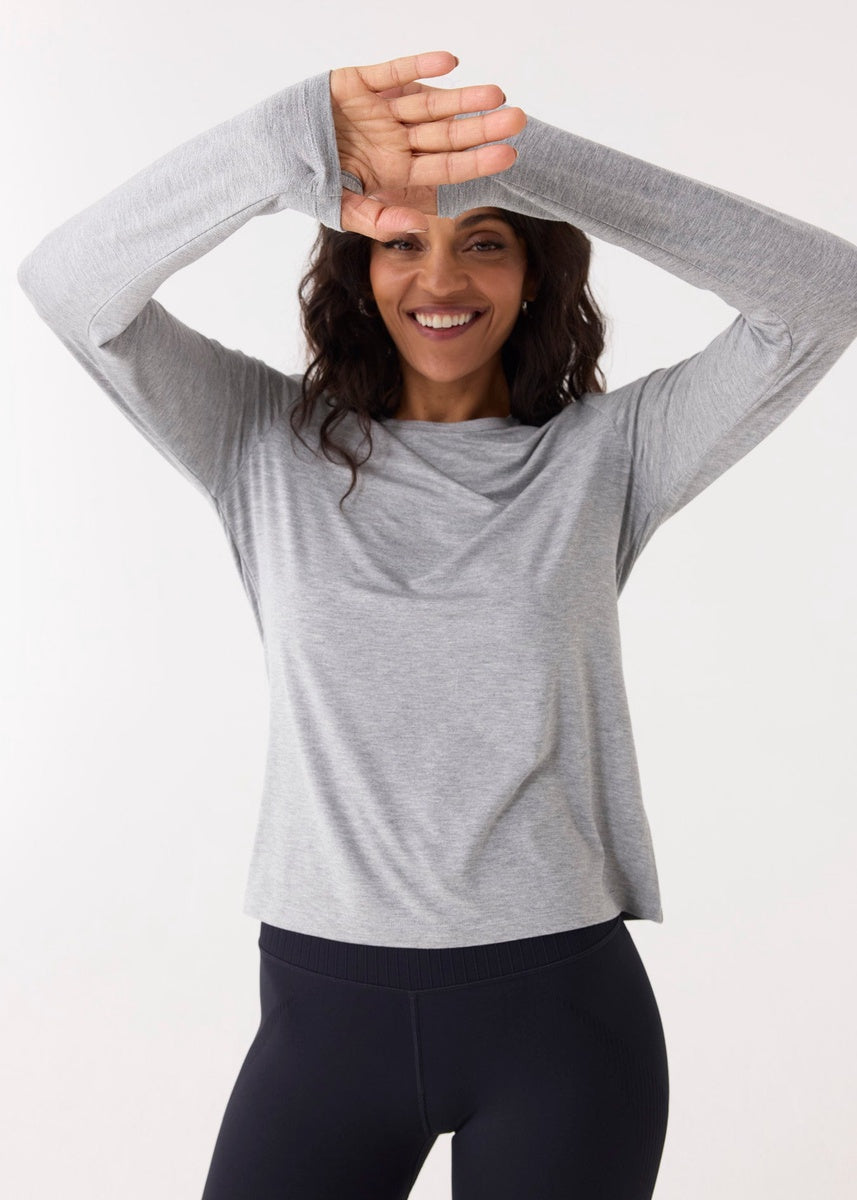  Cabana Life Grey Bamboo Long Sleeve Top - XS - Bonton