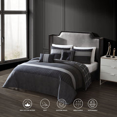 Kyle Black 100% Cotton 5-Piece Reversible Comforter Set