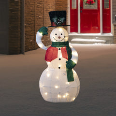 LED Lighted and Animated Tipping Hat Snowman Outdoor Christmas Figure - 36" - Warm White Lights