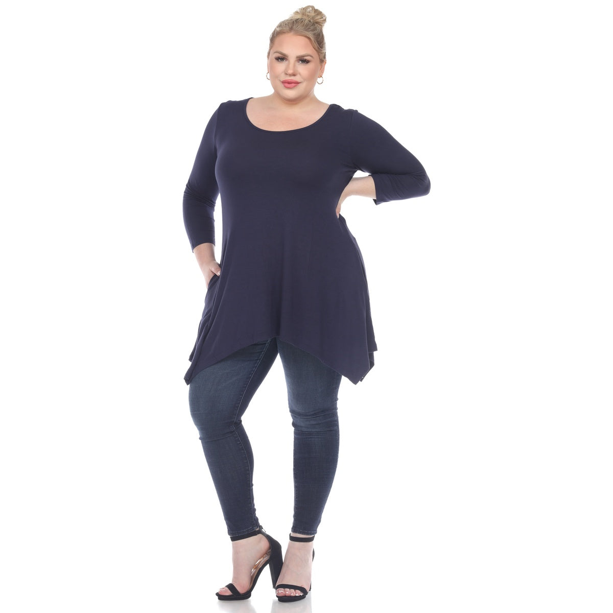  White Mark Plus Size Makayla Tunic Top - 1X - Bonton