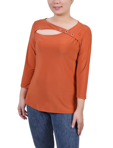 3/4 Sleeve Cutout Top