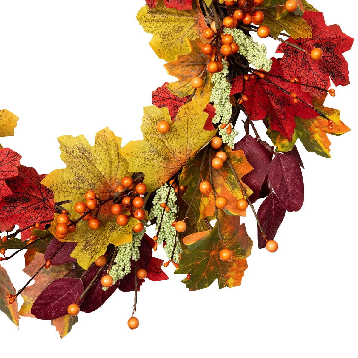  Northlight Leaves and Berries Artificial Fall Harvest Wreath - 20-Inch  Unlit - Default Title - Bonton