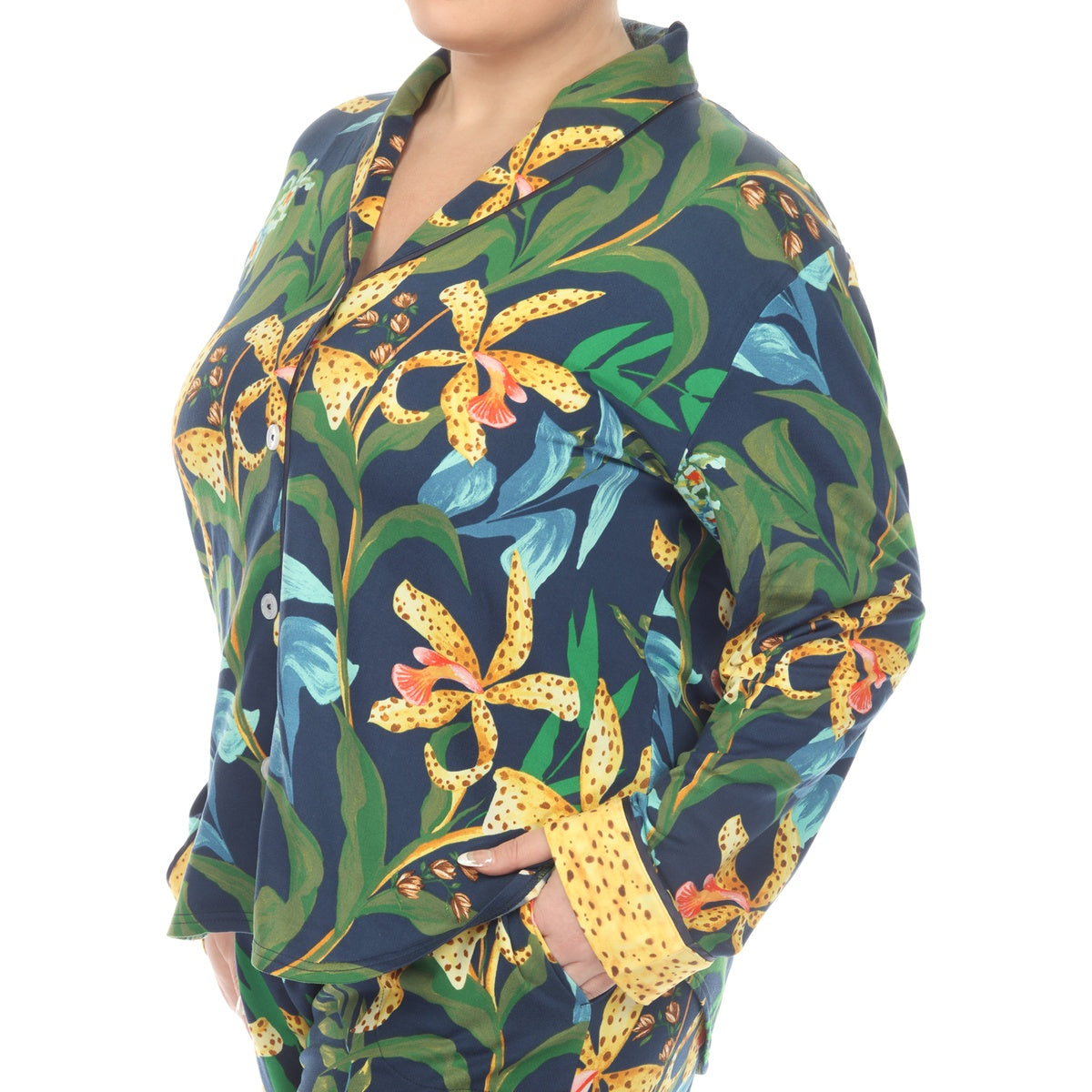  White Mark Plus Size Two Piece Wildflower Print Pajama Set - 1X - Bonton