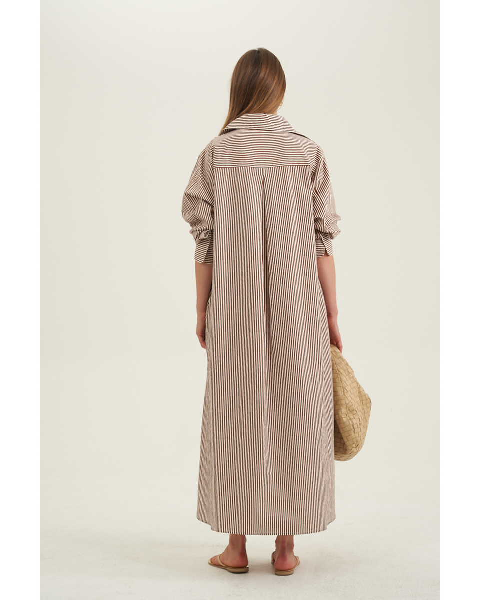  Gottex Beach Life Cotton Shirt Dress - Brown - Bonton