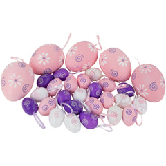 29ct Pastel Pink  Purple and White Spring Easter Egg Ornaments 3.25"