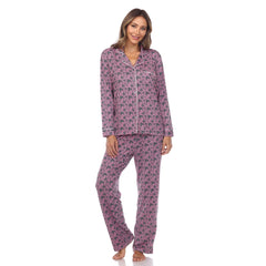 Women's Long Sleeve Heart Print Pajama Set