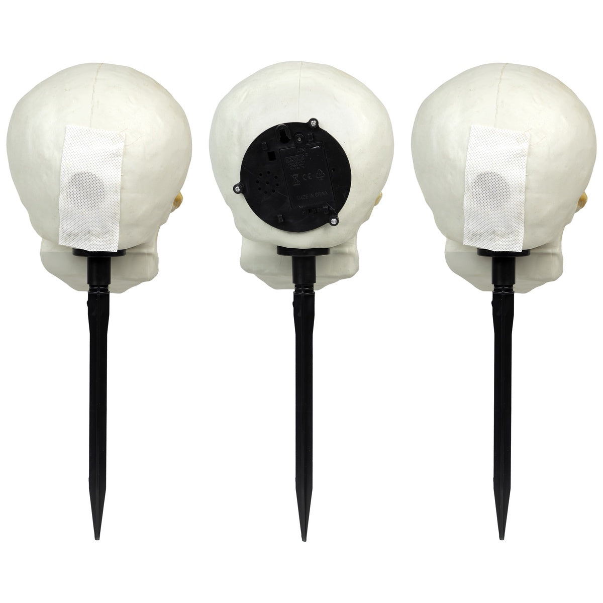  Northlight Set of 3 Lighted Skeleton Head Halloween Pathway Markers With Sound - Battery Operated - Default Title - Bonton