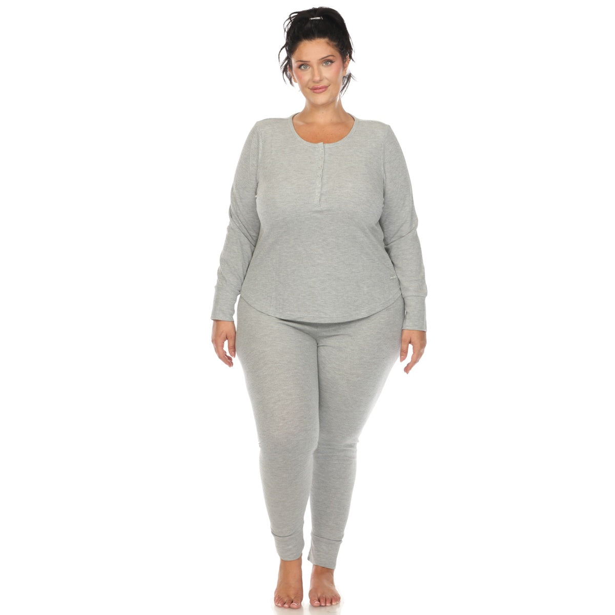  White Mark Plus Size Waffle Pajama Set - 1X - Bonton