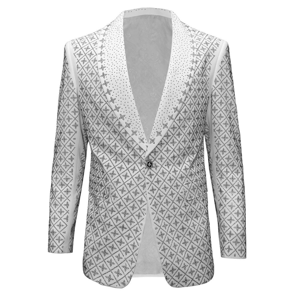  Barocco Elegant Blazer With Sparkling Embellishments WHITE/SILVER - WHITE/SILVER - Bonton