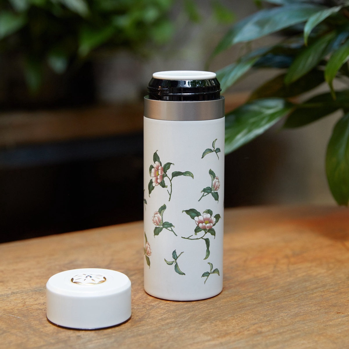  Acera The Flower Fairy Stainless Steel Travel Mug With Ceramic Core - White with Floral Decals - Bonton