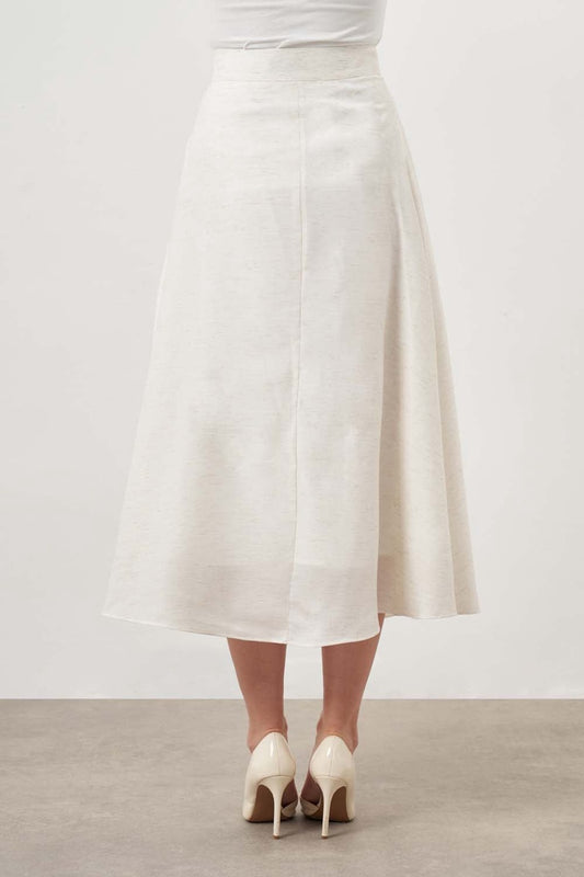 Mizalle-Midi Skirt-Ecru