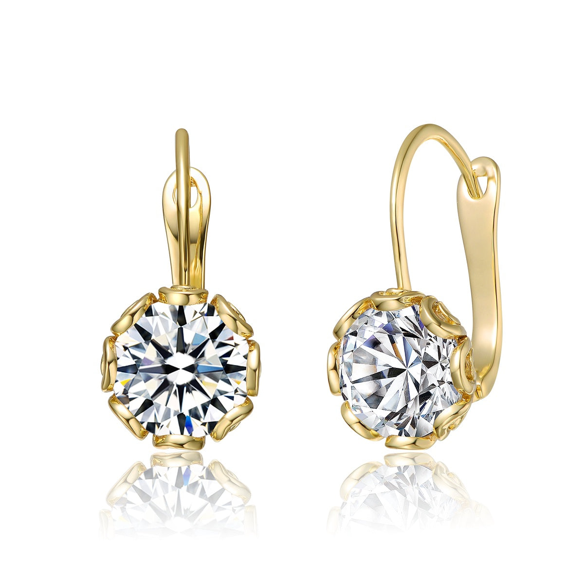  Rachel Glauber White Gold Plated Cubic Zirconia Solitaire Drop Earrings - White - Bonton