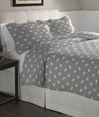 Solid & Print Flannel Duvet Sets Heather Grey