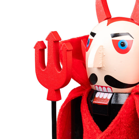 Devil Holding Pitch Fork Halloween Nutcracker - 14" - Red and Black