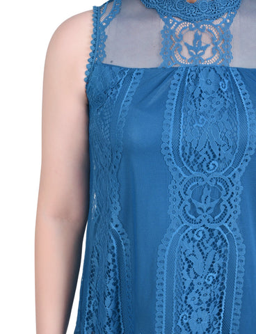 Sleeveless Mock Neck Lace Top
