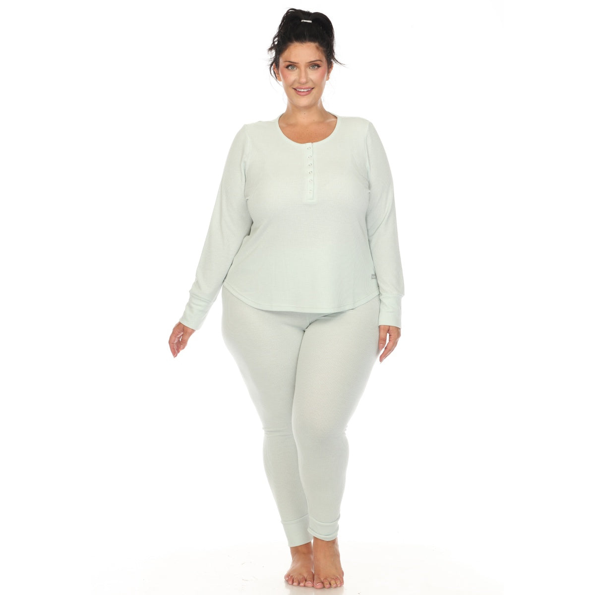  White Mark Plus Size Waffle Pajama Set - 3X - Bonton