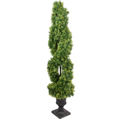 Real Touch™ Artificial Cedar Double Spiral Topiary Tree in Pot  Unlit - 4.5'