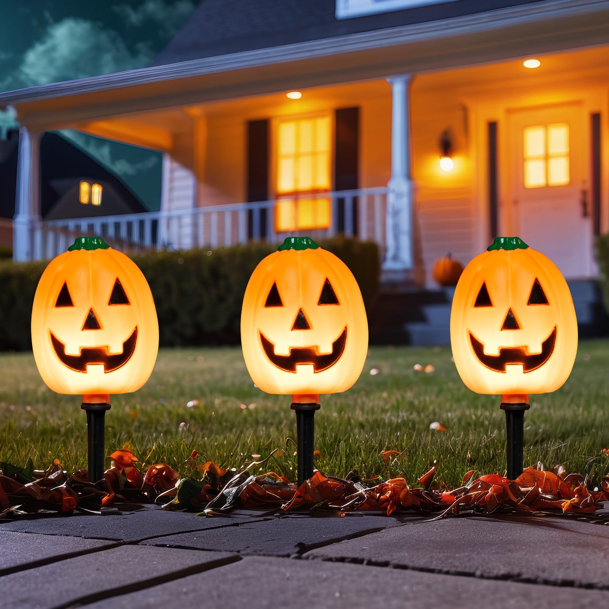  Northlight Jack-O-Lantern Shaped Halloween Pathway Markers - Clear - 3.75' Black Wire - 5ct - Default Title - Bonton