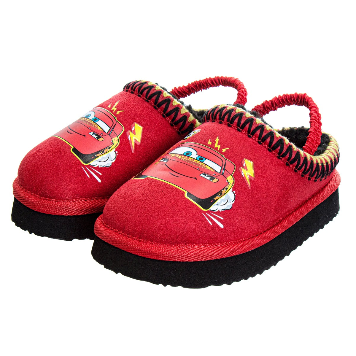  Josmo Disney Cars Snow Boys Slippers Lightning Mcqueen Boots Faux Fur Winter Mules Cozy Warm House Shoes (Toddlers) - 5-6 - Bonton