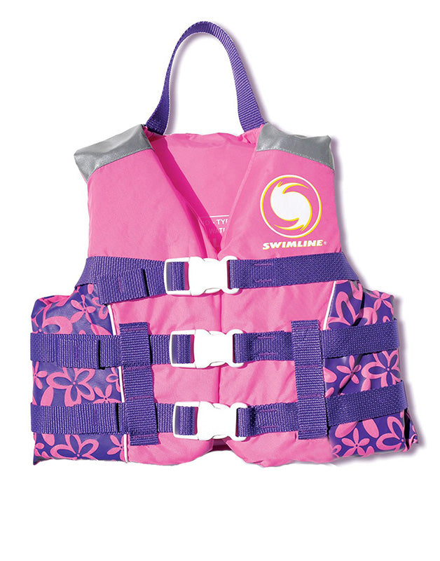  Pink and Purple Floral Swimming Pool Vest Life Jacket - Up to 90lbs - Pink - Bonton