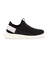 Slip On Sneaker With Silver Back Strap Black