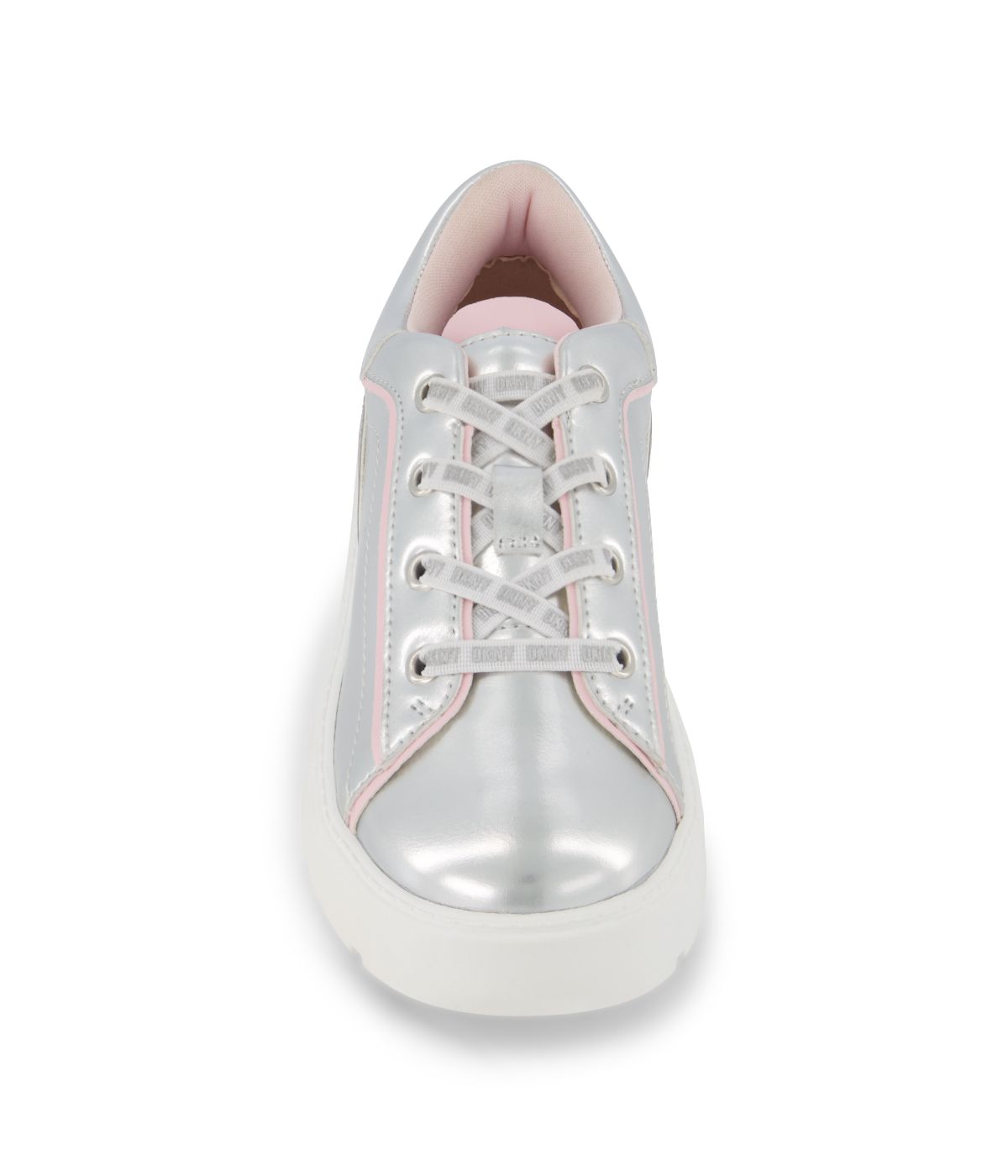 Low Top Court Shoe On A Platform Outsole Silver 