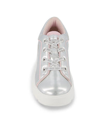 Low Top Court Shoe On A Platform Outsole Silver 