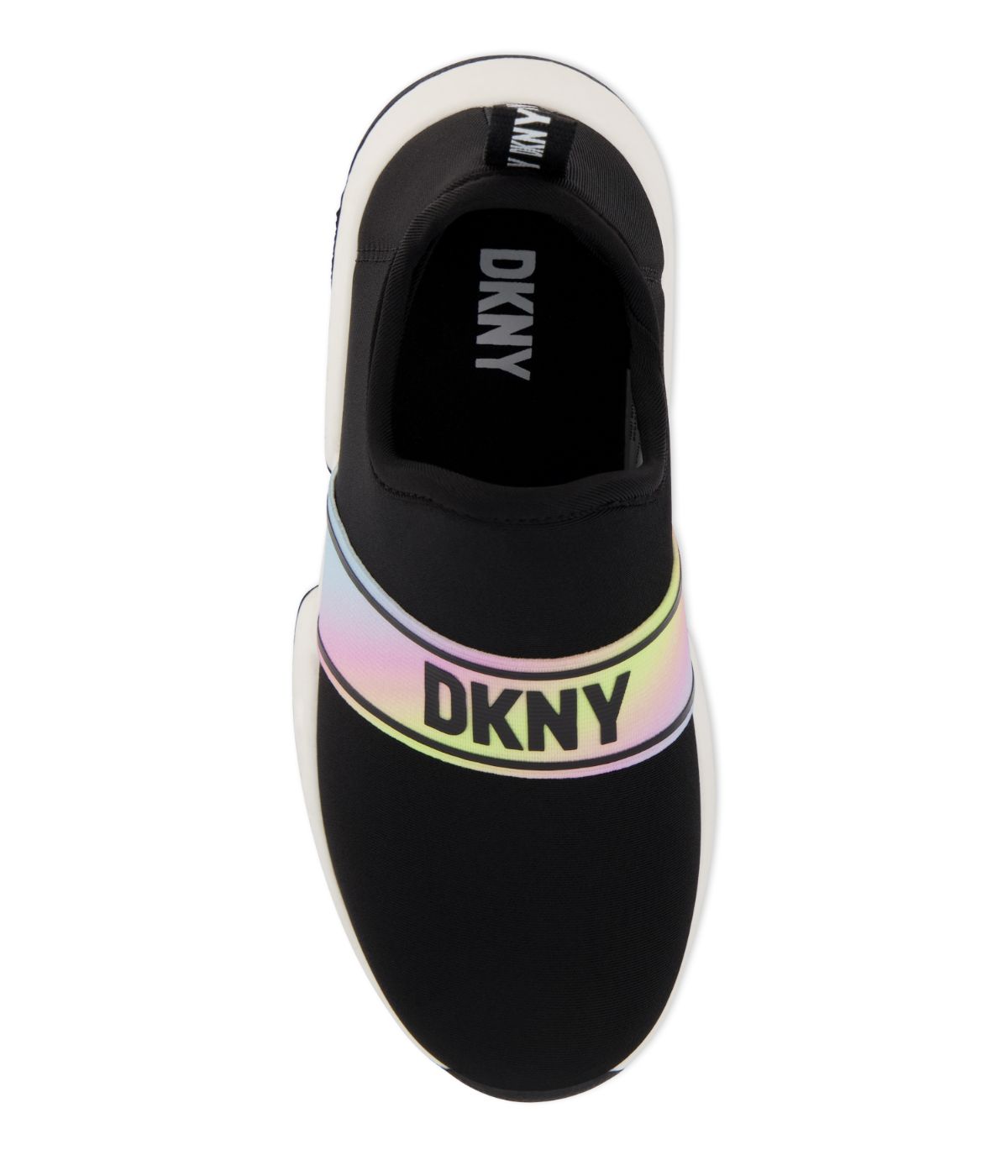  DKNY Slip On Sneaker With Rainbow Elastic Strap Black - Black - Bonton