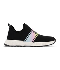 Slip On Sneaker With Rainbow Elastic Strap Black