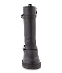 Tall Moto Look With Double Buckles Boot Black