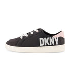 Low Top Court Shoe With Oversized Side Logo Black