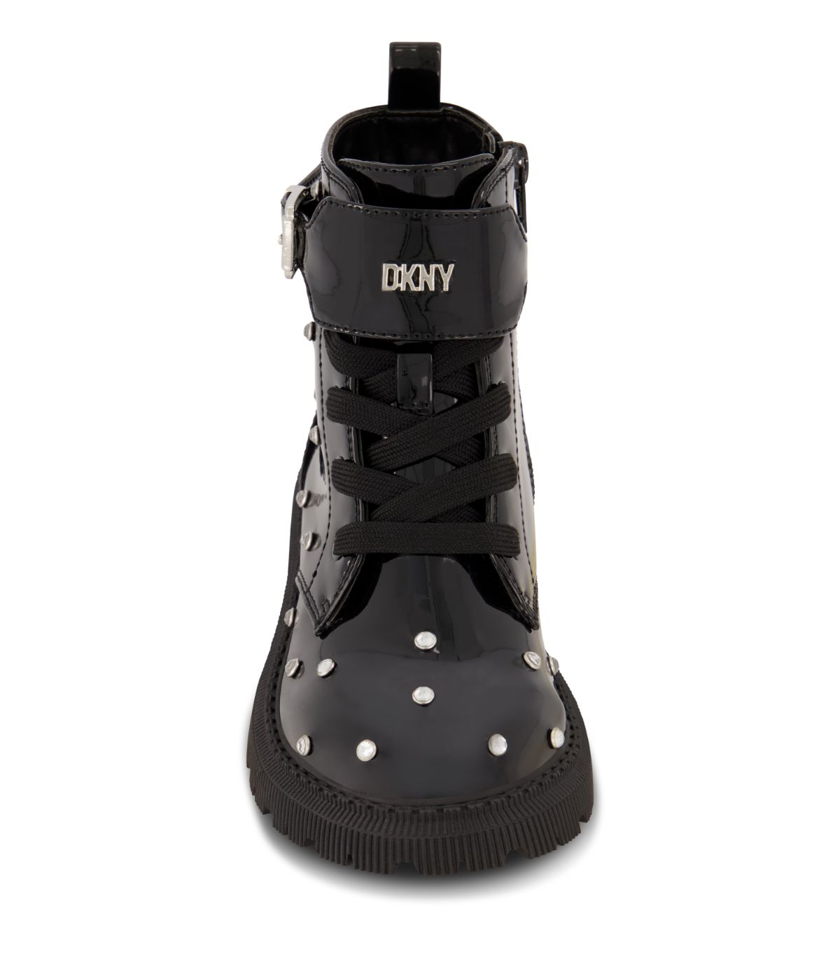  DKNY Ankle Moto Pat Pu Upper Boot With Crystals All Around Black - Black - Bonton